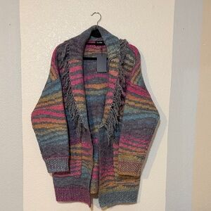 Fate Multicolor Striped Open-Front Cardigan